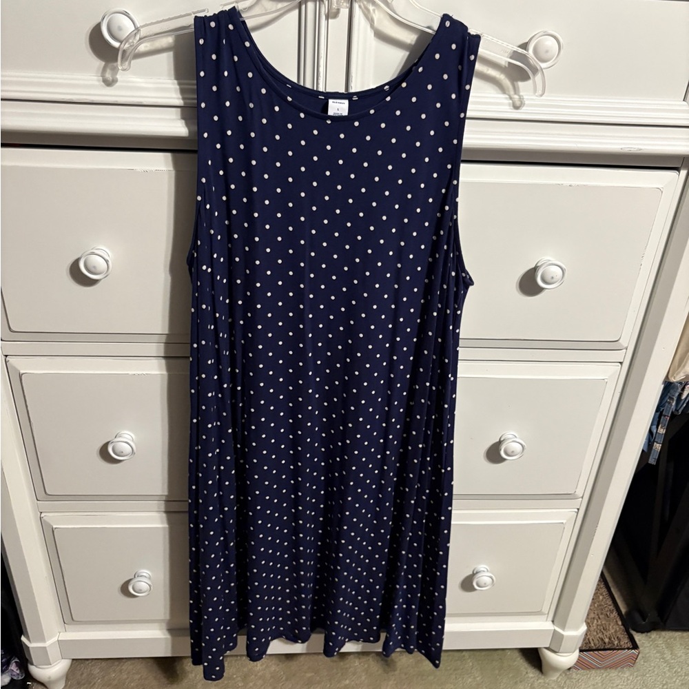 Old Navy Navy and White Polka Dot Dress